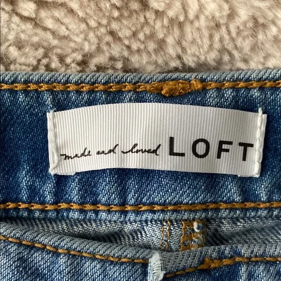 LOFT Blue Straight Leg Patchwork Denim - Picture 2 of 7